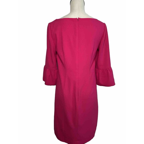 Talbots Magenta Pink Shift Dress 3/4 Bell Sleeves Lined Stretch Size 2 - Picture 8 of 10
